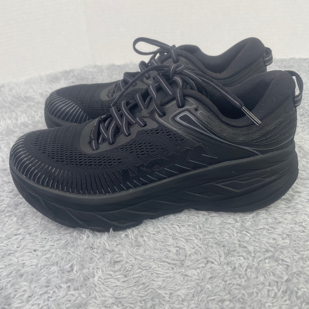 Hoka One One Bondi 7 Running Shoes Womens 8 Black Road Sneakers 1110519 BBLC